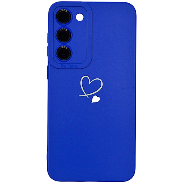 Dark Blue - Phone Case with Empty White Heart- &amp; Pro Camera - Samsung S23+