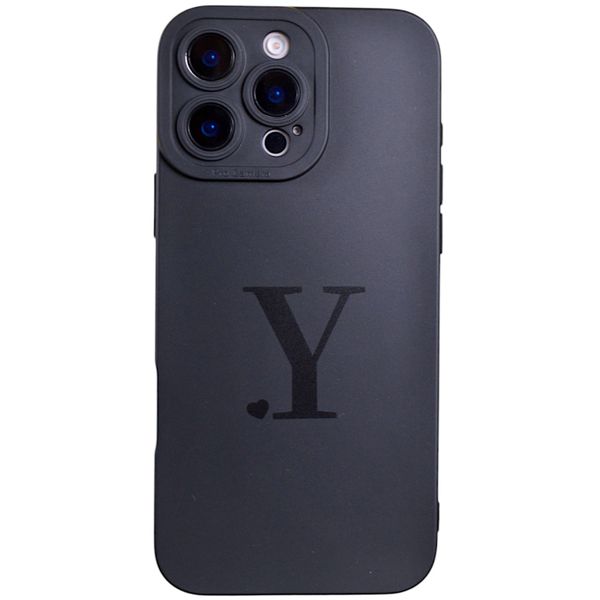 Phone Case with Initial Y and Pro Camera Compatible with Iphone 16 Pro Max - Matte Black