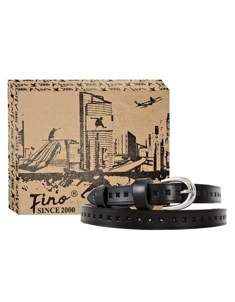 Fino F2022B Women's Genuine Leather Belt with Heart Design with Gifts Box
