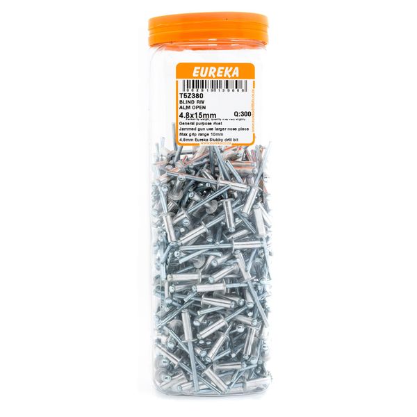 EUREKA Blind Rivet Aluminium Open 4.8 x 15mm Q:300 T5Z380