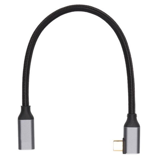 25cm 4K 100W PD 5A 90 Degree Right Angle Gen 2 USB3.1 Type-C Male to Female Extension Cord