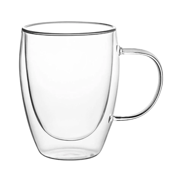 350ml Double-Wall Insulated Glass Coffee Cup - Transparent