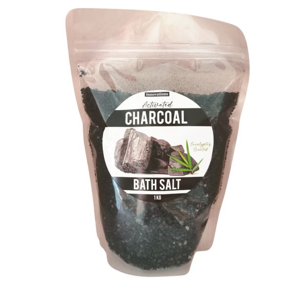 Innovations Activated Charcoal Eucalyptus Scented Bath Salt Pieces 1kg x 2
