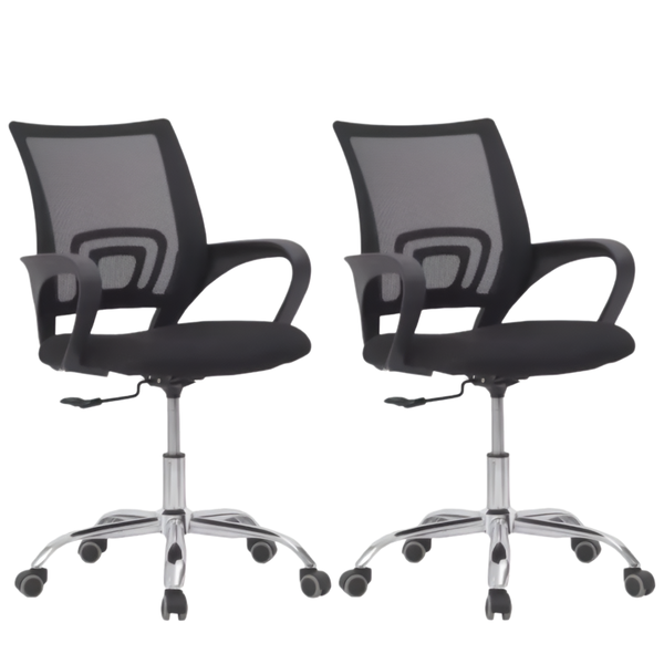 Set Of 2 Comfortable Ergonomic Adjustable Height Office Chair With Armrest
