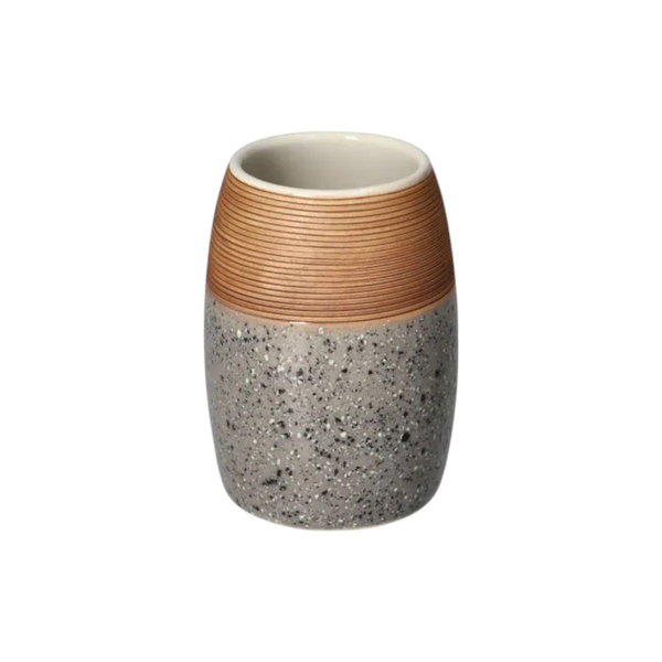 Single Ceramic Toothbrush Holder - Grey/Brown