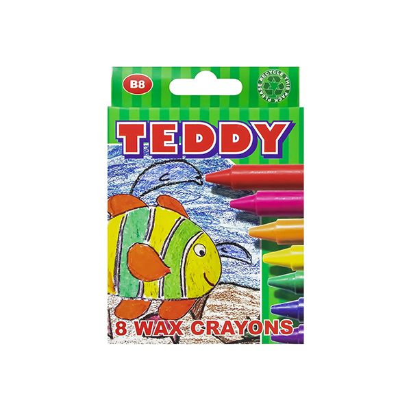 Teddy wax crayons B8 - 11mm x 3 packs bundle pack