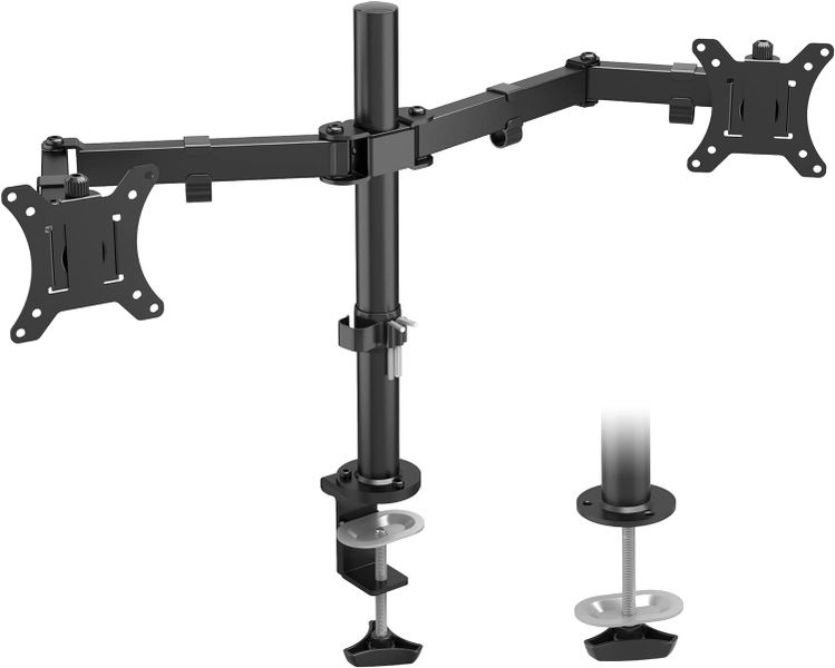 Bontec 13-27" Double Dual PC Monitor Screen Arm Desktop Mount Tilt Swivel