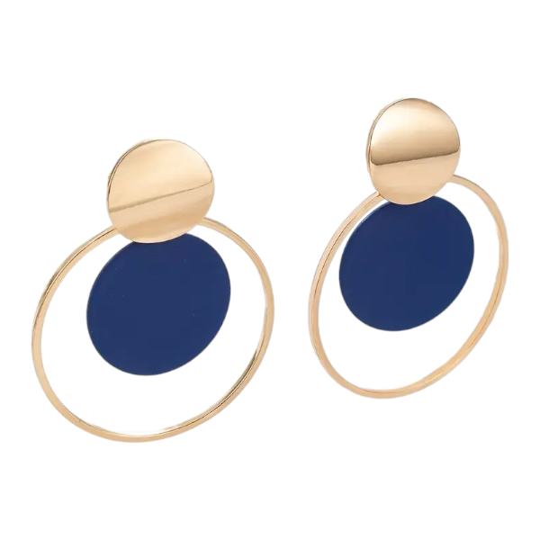 Modern Geometric Design Drop Earrings - Blue