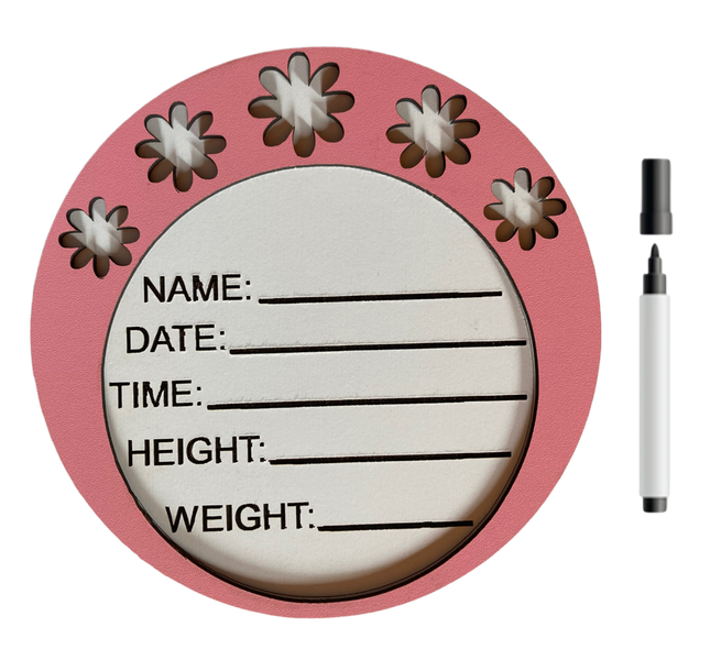 Baby Birth Announcement Board &amp; Marker-Pink Daisy