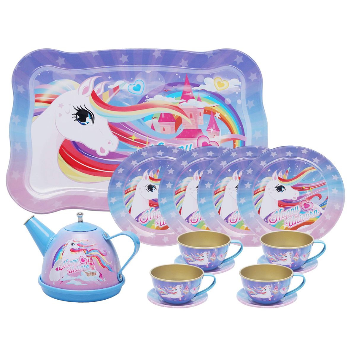 Tea Set for Kids with Case -15 Piece -Unicorn