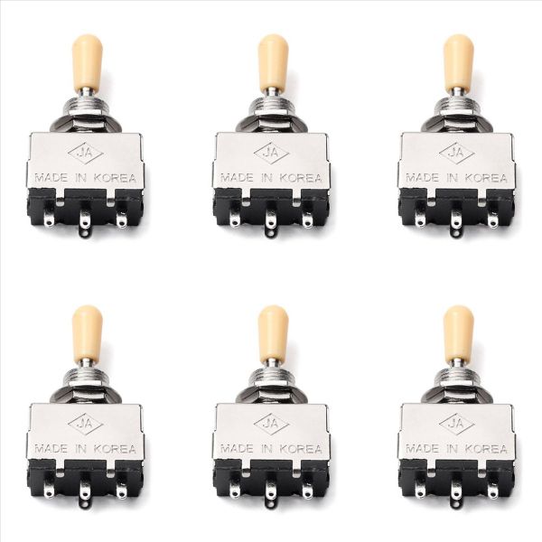 Solid Knob Shaft Box Style 3 Way Pickup Toggle Switch Beige Tip
