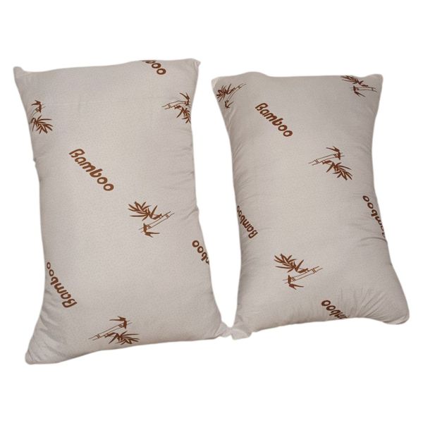 Set of 2 Bamboo Memory Foam Pillows - Hypoallergenic &amp; Breathable