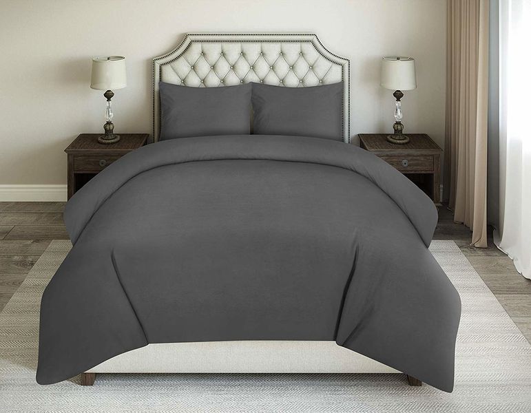 Wonder Towel Luxury Crease-free Hotel Duvet Cover Set Queen Dark Grey