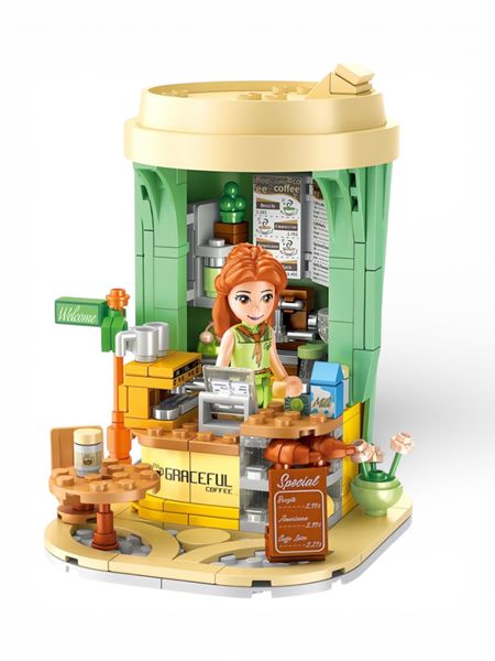 Mini Coffee Shop Building Block Set - 268-Piece Café Construction Model