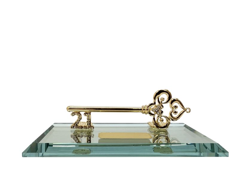 21st Generic Vintage Diamante Key on Glass Mirror Base