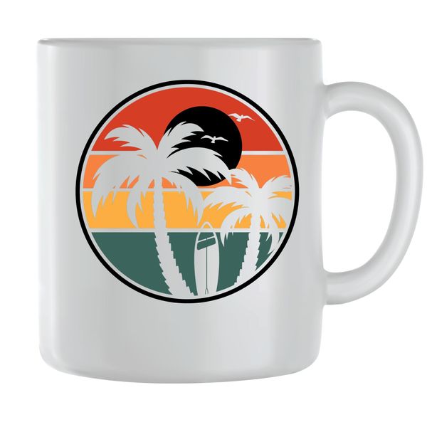 White Palm Coffee Mugs for Men Women Trendy Surfing Graphic Cups Present095
