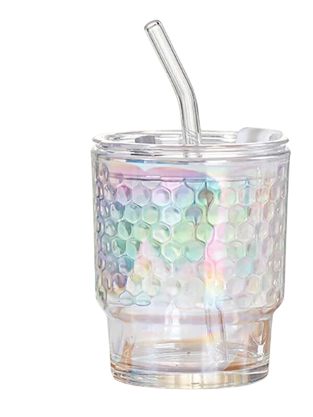 Glass Tumbler with Straw and Lid