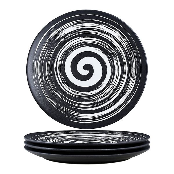 4 Piece - 15CM Modern Japanese Ceramic Dinner Plate Set with - Black