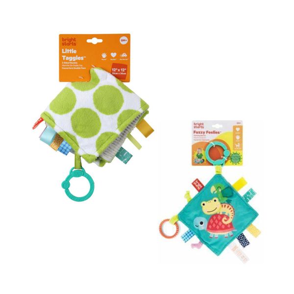 Bright Starts Comfort &amp; Cuddles Duo - Taggies &amp; Fuzzy Feelies Blankie Set
