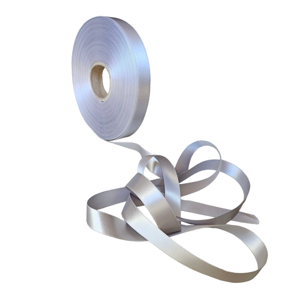 Silver Satin Ribbon 15mm - 50m roll