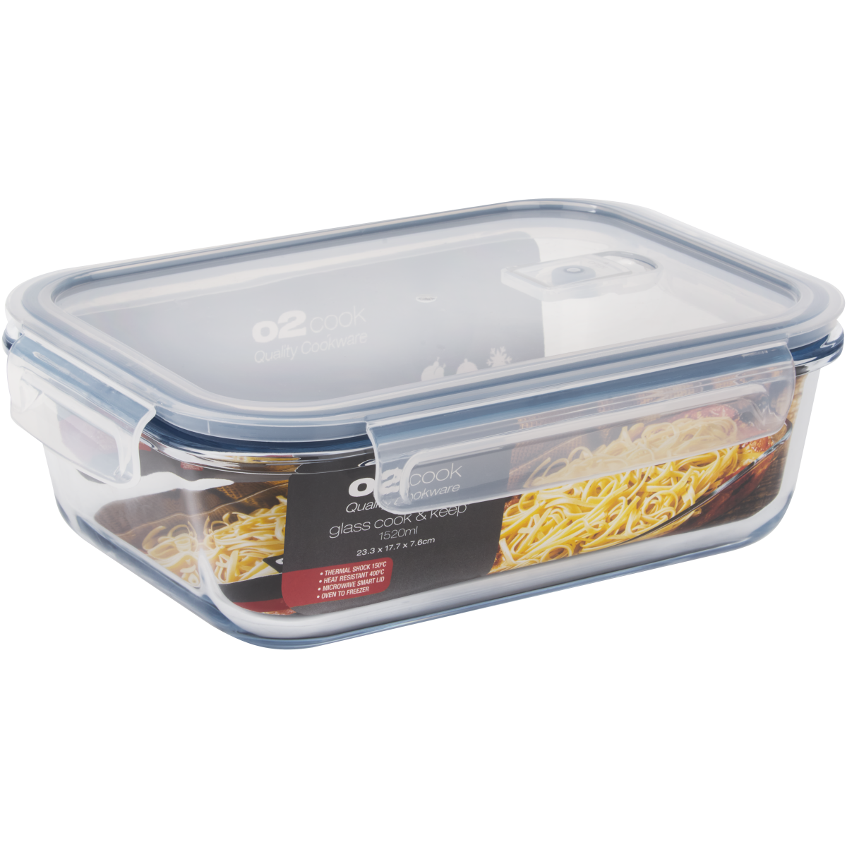 O2 Cook and Keep Airtight Rectangular Container with Smart Lid 1520ml Shop Today. Get it