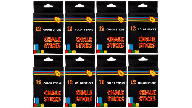 Trans Continental Marketing - Assorted Colours Chalk - 12 Colours - 8 Boxes
