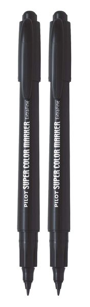 Pilot Super Colour Extra Fine Permanent Marker Pack of 2 - Black