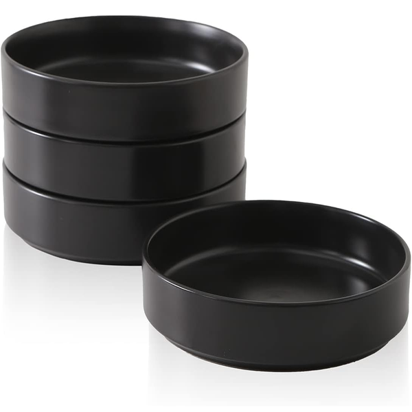 Black Ceramic Round Salad/ Dinner Plate - Set of 10