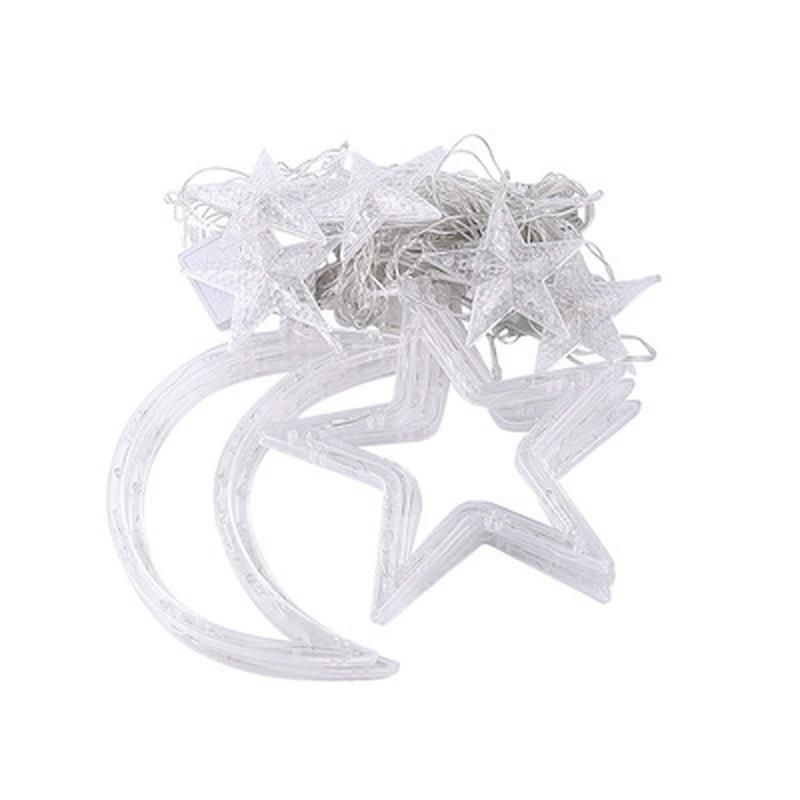 Decorative Twinkle LED Moon & Star Curtain String Light 3M & 8 Flash Modes