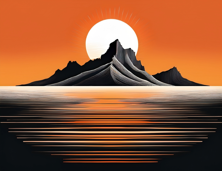 Canvas Wall Art Home Decor - Sunset Outline