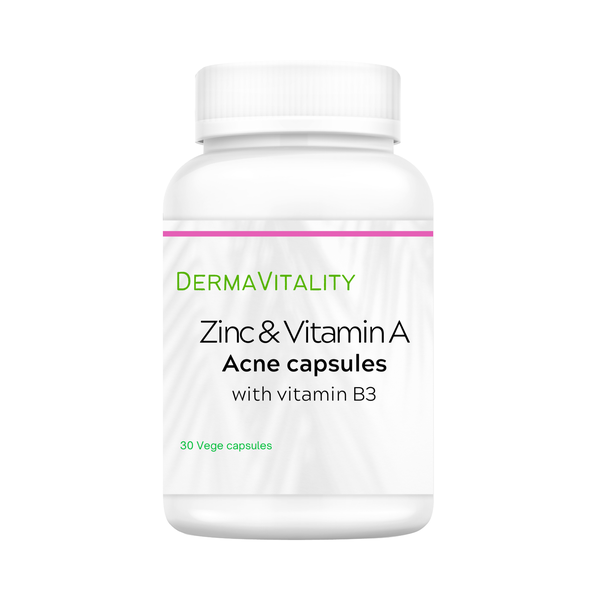 Zinc &amp; Vitamin A Acne Capsules Supplement with vitamin B3