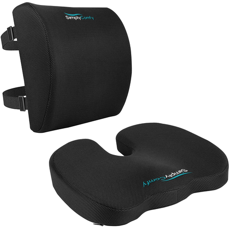 Memory Foam Office Seat Cushion & Cool Gel Lumbar, Back Support