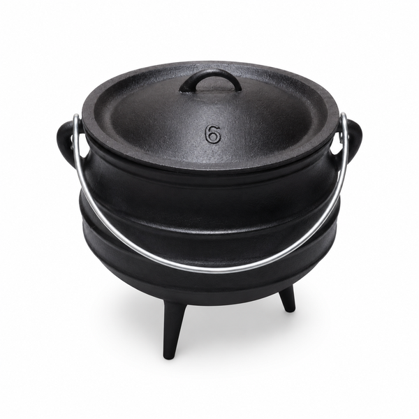 No. 6 Cast Iron Potjie Pot with Lid and Carry Handle