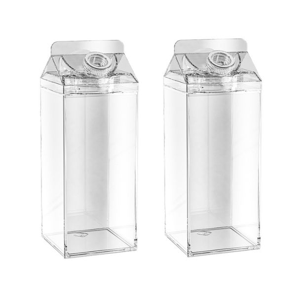 2 piece 64Oz/1.9L Large Milk Carton Clear Plastic Juice Water Bottle Container