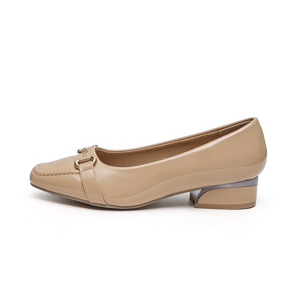TTP Low Block Heel Patent PU Courts with Link Decor JSF60