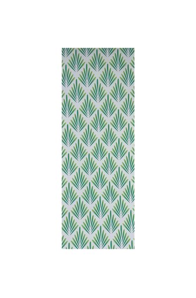 Green and White block printed Table Runner