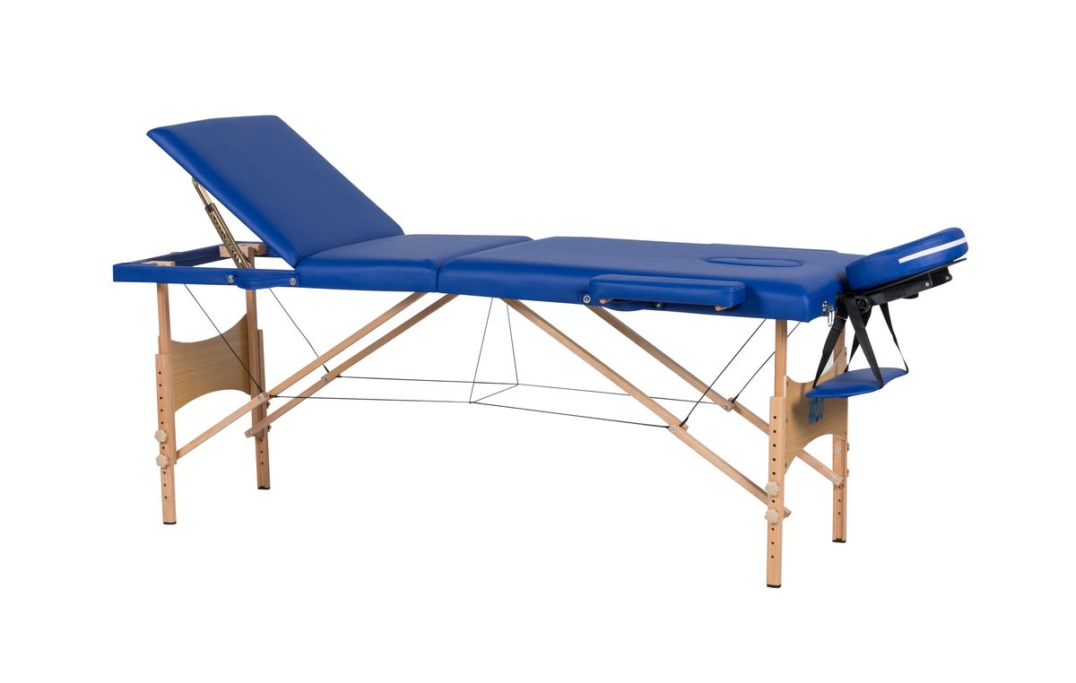 Hazlo Premium Portable Massage Table Bed 3 Section (Wooden) Blue