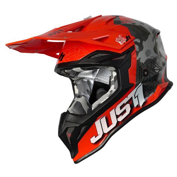 Just J39 Stars Grey / Red / Fluo Orange Helmet