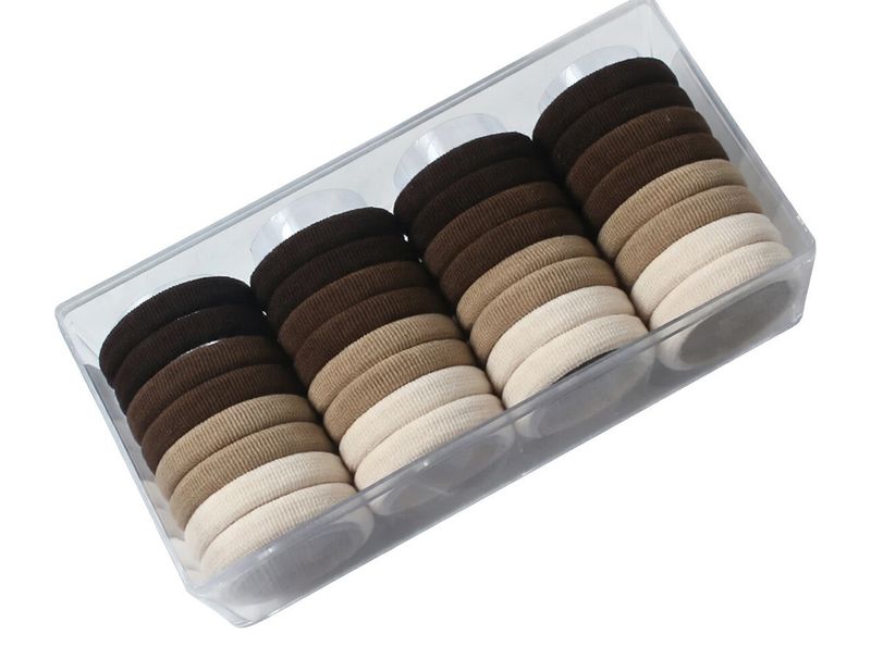 Assorted Brown Hair Ties Elastic Hair Band Stretchy - 1 Box - 32 Piece