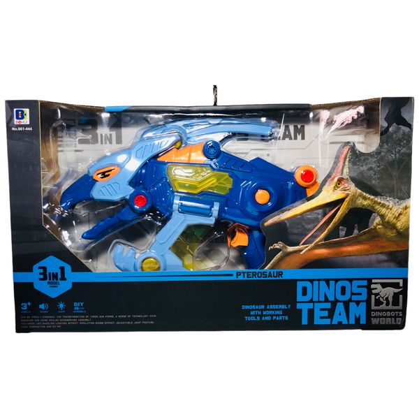 3-in-1 Transformation Dino Toy Gun With Flashing Lights &amp; Sound Triceratops