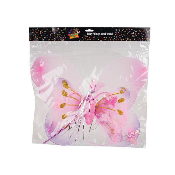 Fairy Outfit 50x40cm Wings Wand &amp; Headband (4 Pack)