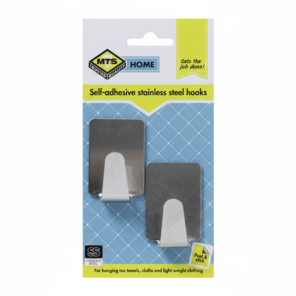 MTS Stainless Steel Rectangle Hooks - 2 Piece Set for Indoor/Outdoor Use
