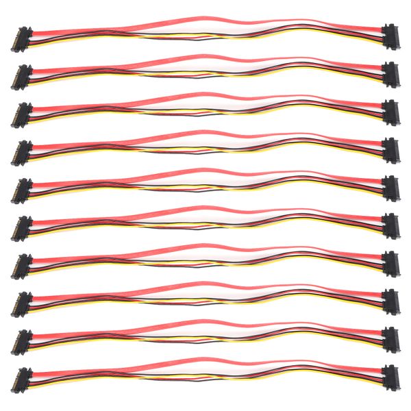 10 Pieces SATA 22-Pin Male-Female Power+Data Cables