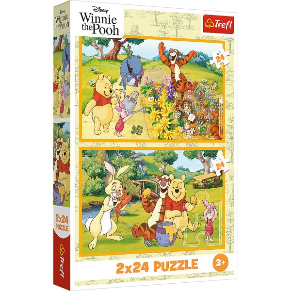 Puzzles - "2x24" - Day In The Garden, Disney Winnie The Pooh FSC Mix 70%