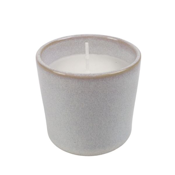 H&amp;S - Candle in Glazed Stoneware Pot - Cotton