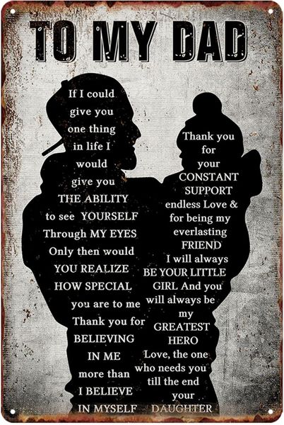To My Dad Tin Sign, Birthday Gift, Daddy Decor From Daughter