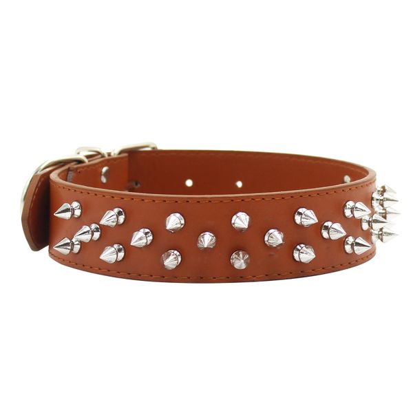 Dog Collar Leather Durable Pet Collars - Brown - 57.5cm