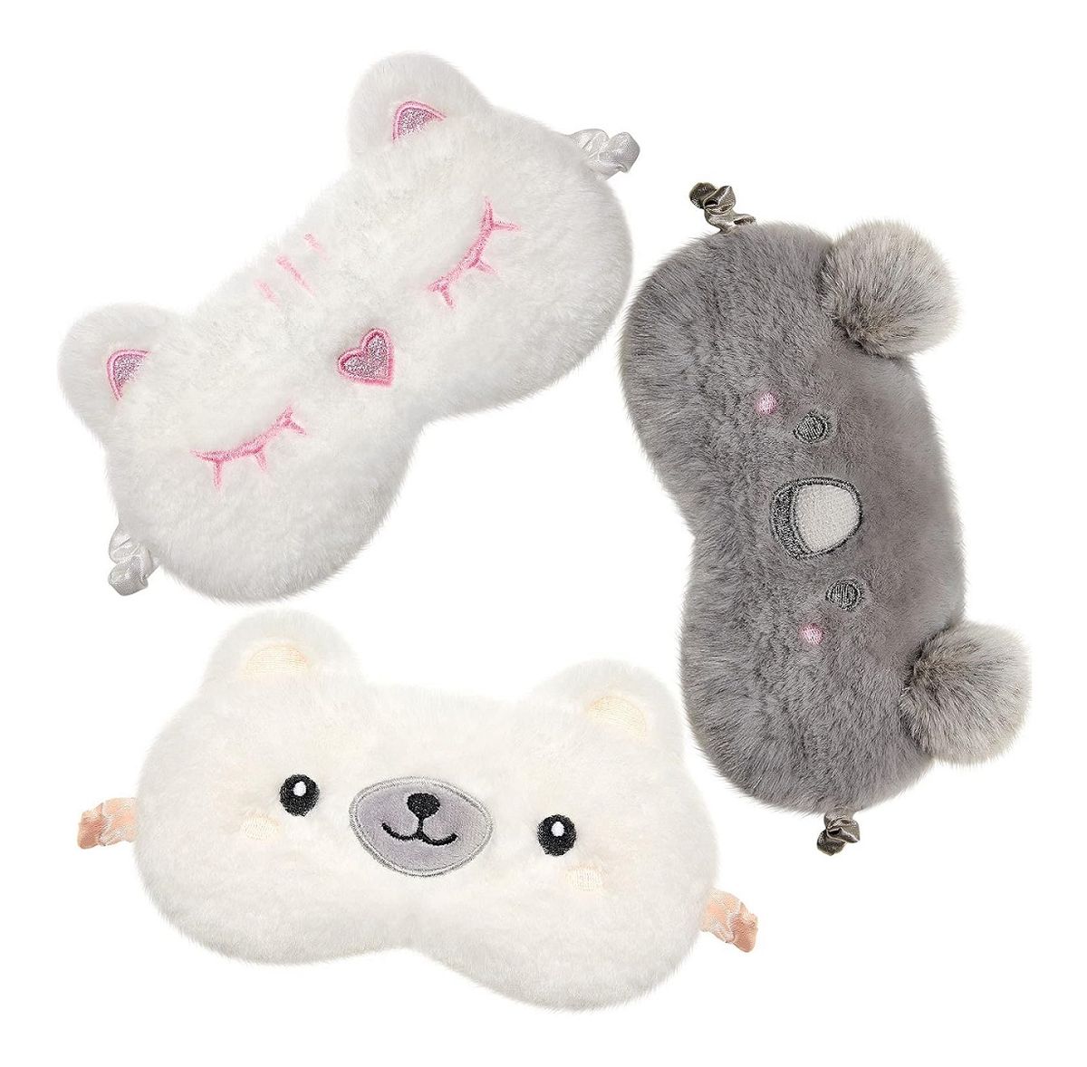 3-PieceSleeping Mask Child Cute Animal Design Soft Eye Masks for Adults, kids