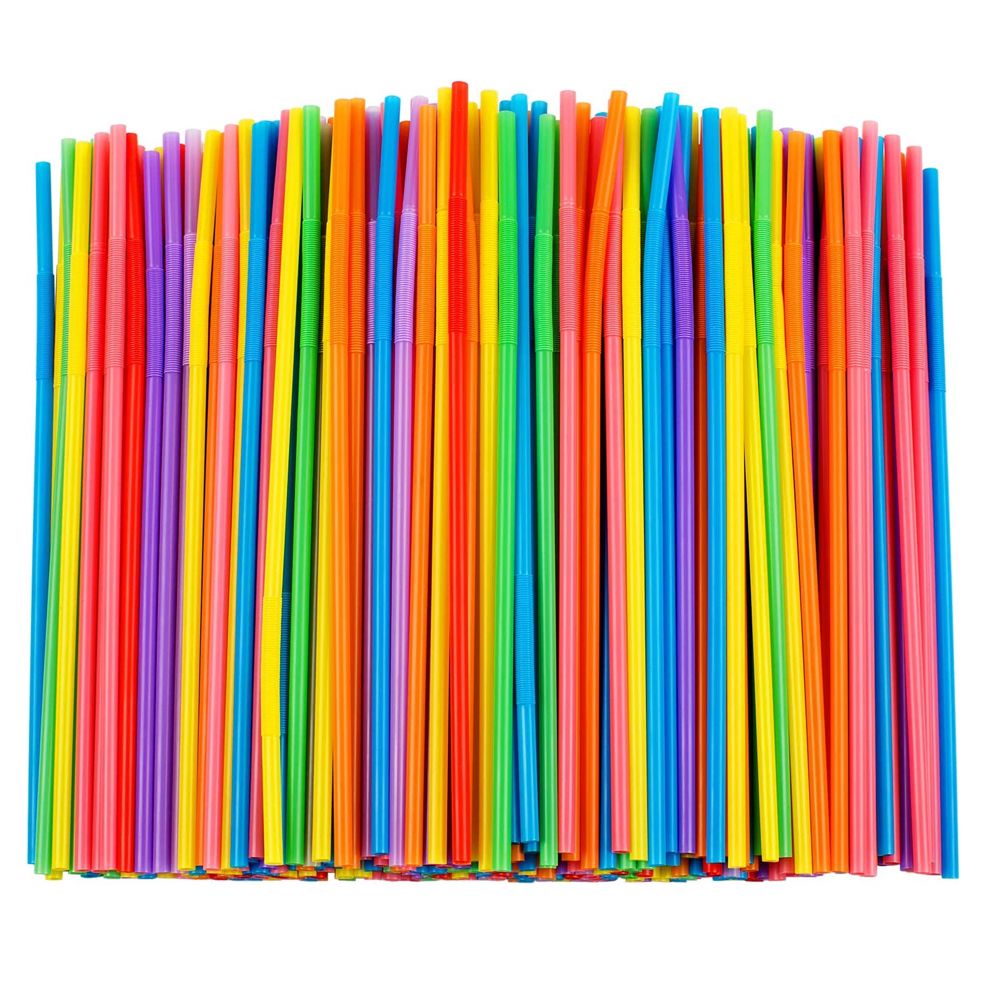 Home Colourful Flexible Disposable Bendy Straw Jumbo Set of 300