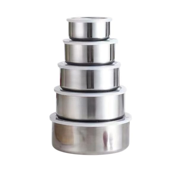 Set of 5 Kitchen Food Storage Stainless Steel Reusable Containers With Lids